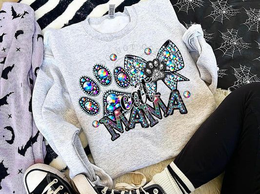 CAT MOM - CREWNECK SWEATSHIRT  W/ SLEEVE PRINT