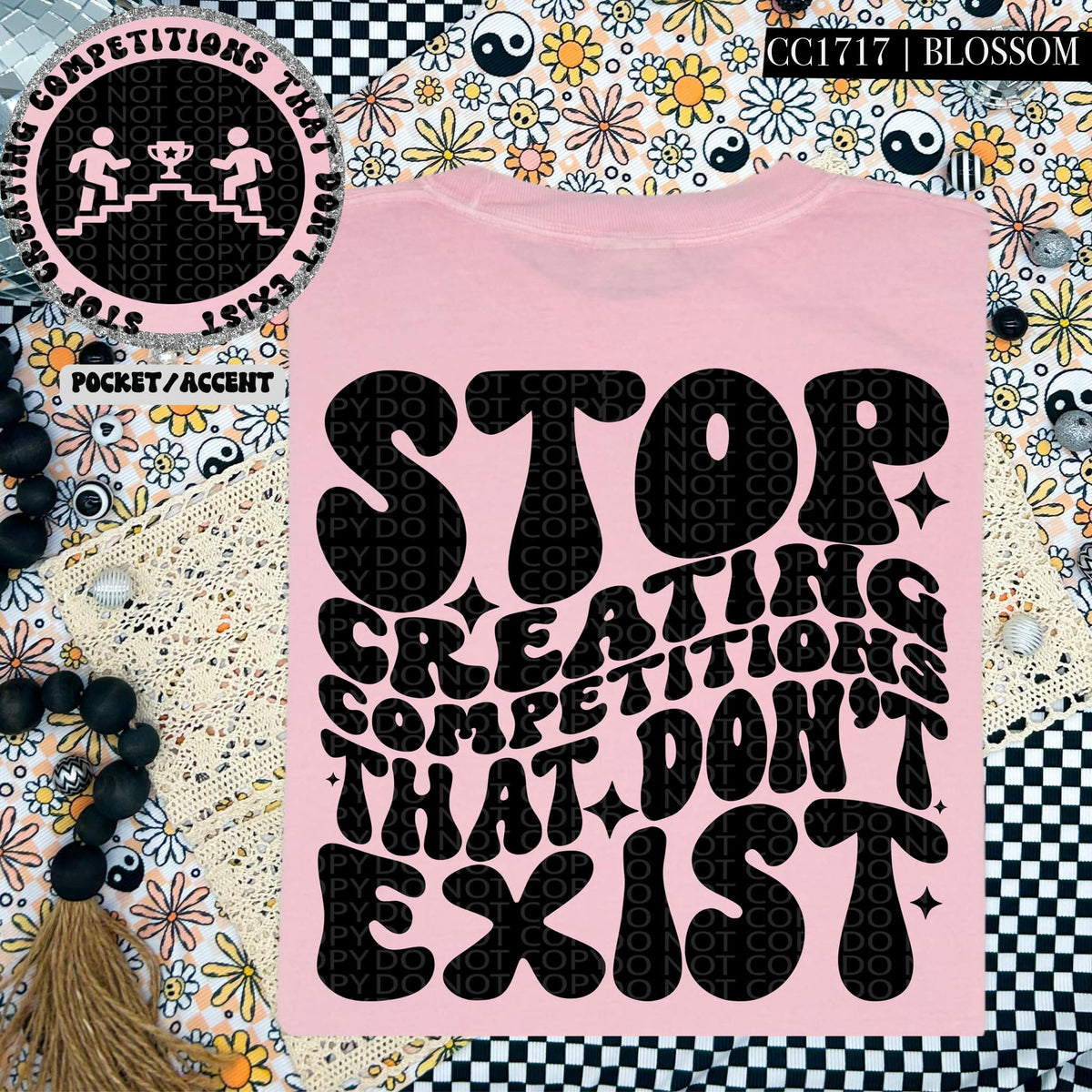 STOP CREATING COMPETITION - POCKET PRINT DOUBLE SIDED TEE