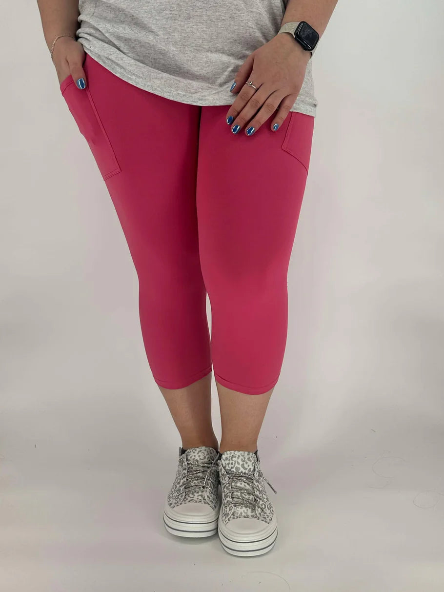 Hot Pink Capri Leggings w/ Pockets