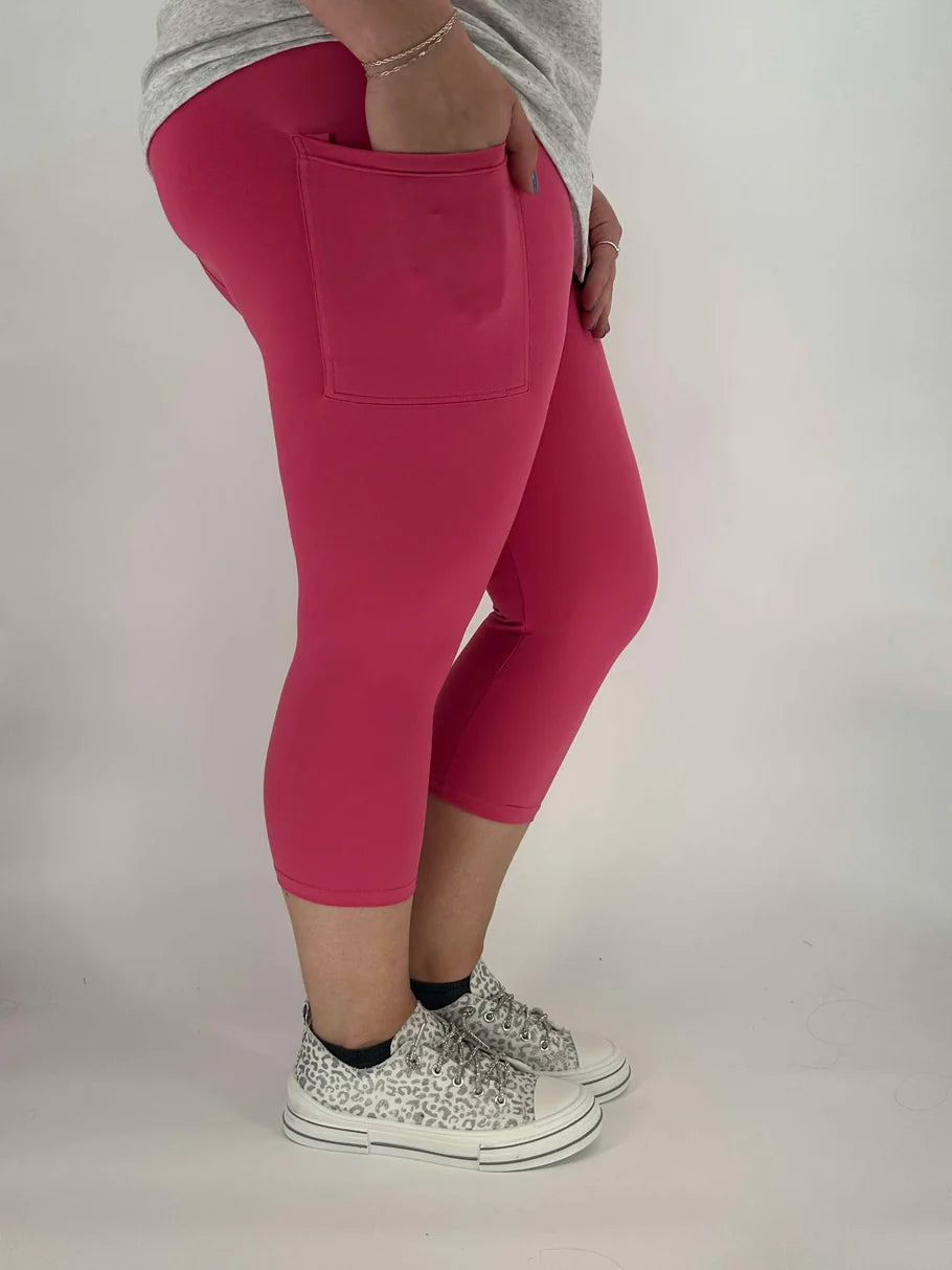 Hot Pink Capri Leggings w/ Pockets