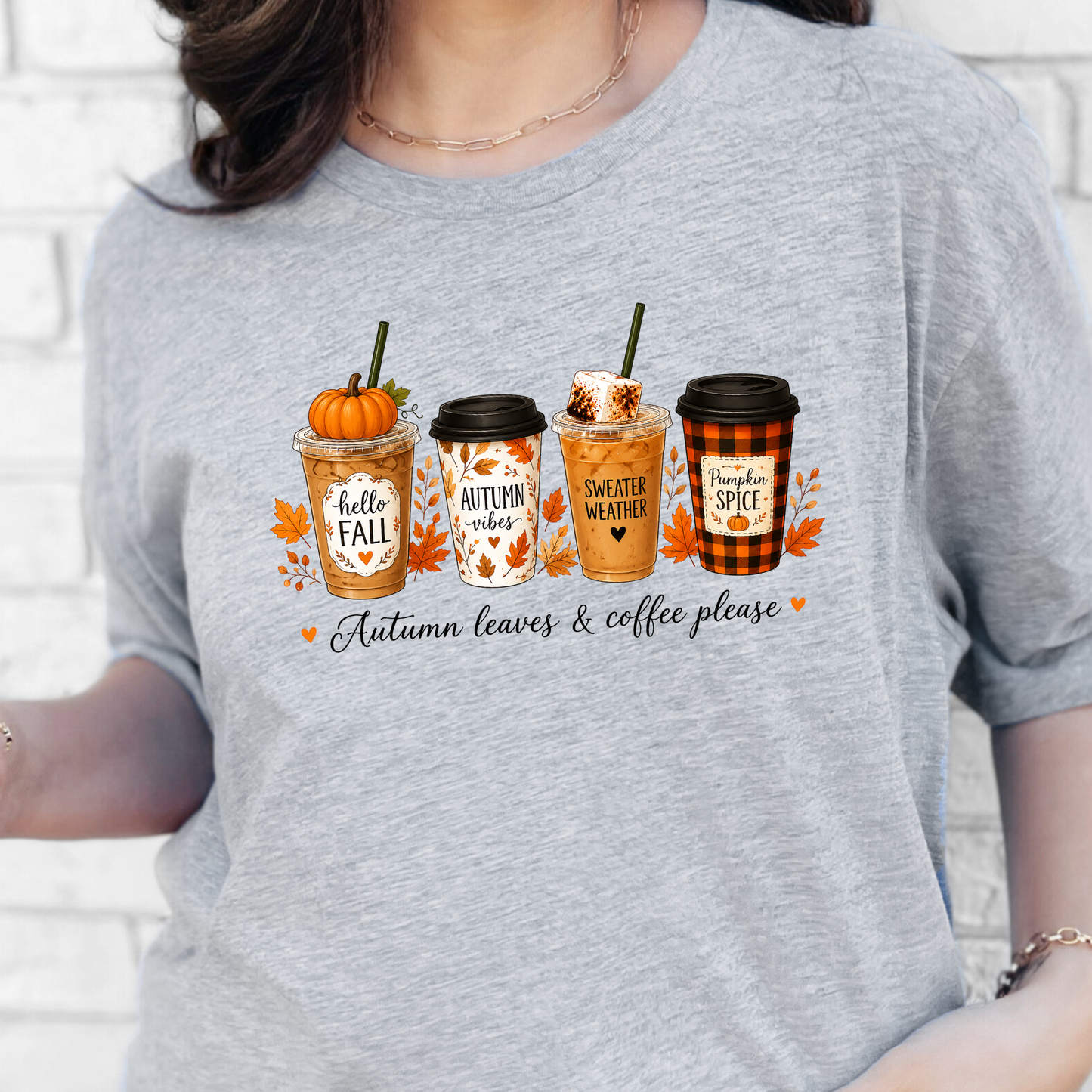 Autumn Leaves & Coffee Please Graphic Tee