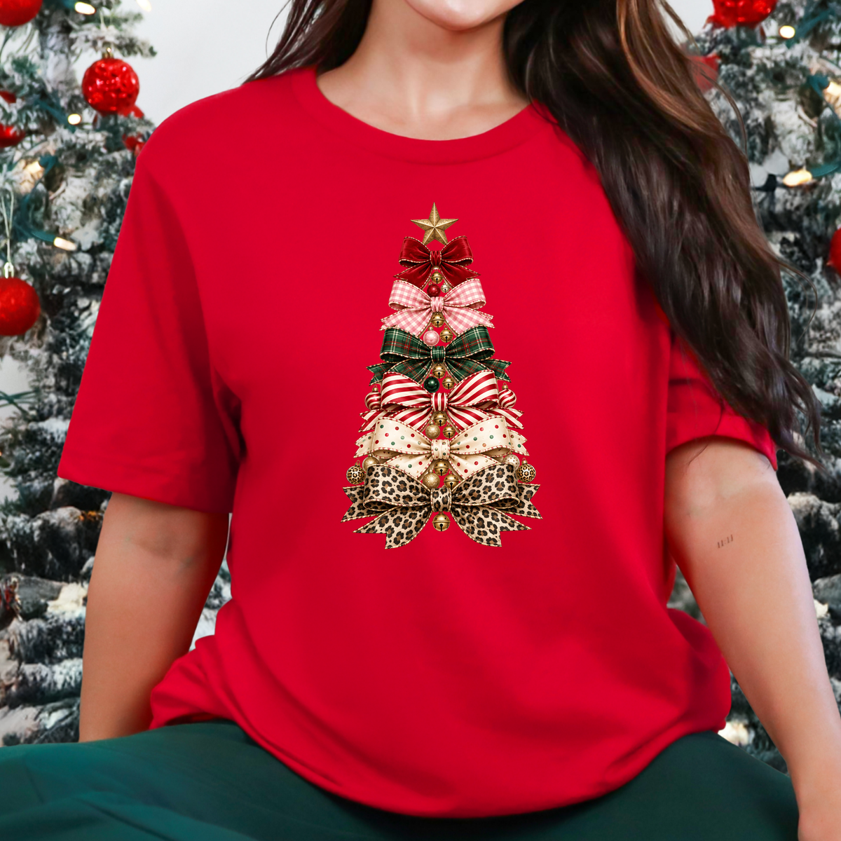 Christmas Bow Tree Graphic Tee or Sweatshirt