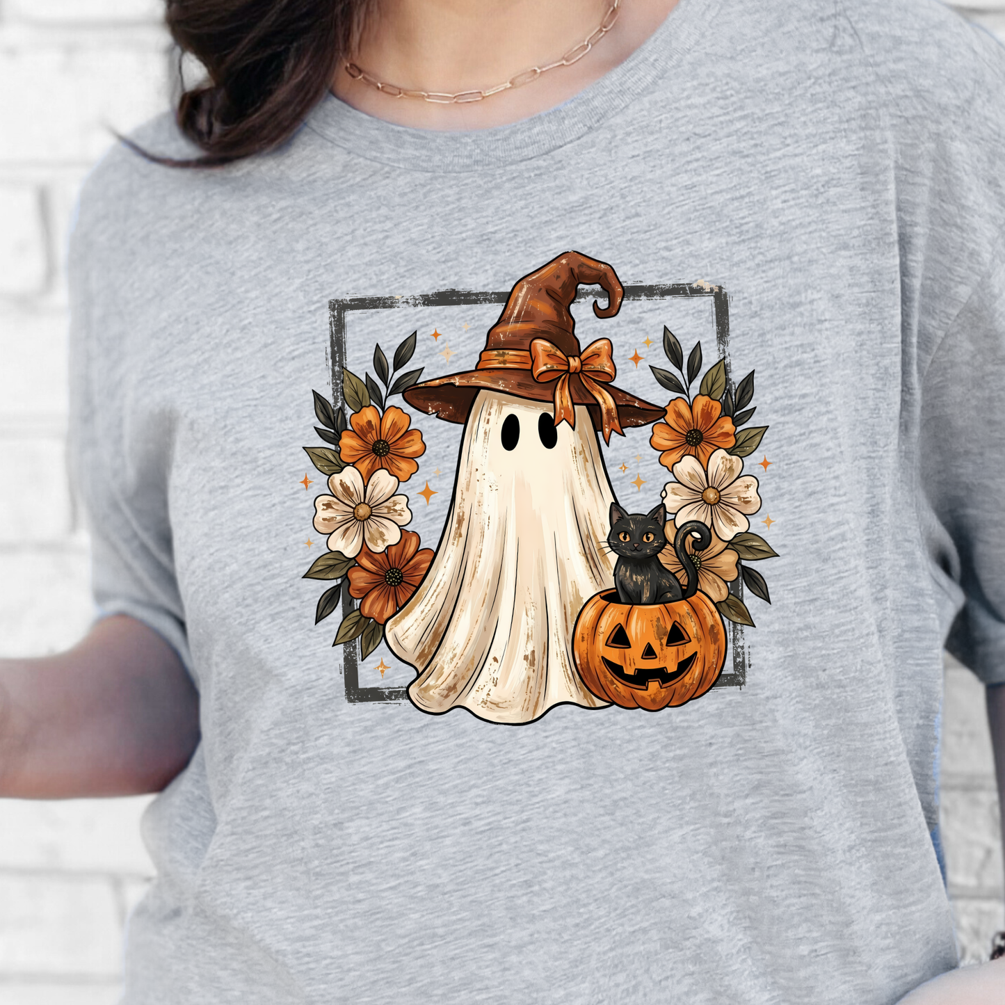 Vintage Halloween Witch Ghost Graphic Tee