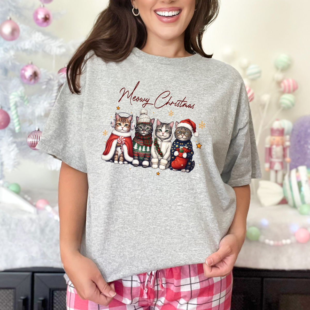 Merry Christmas Cats Graphic Tee
