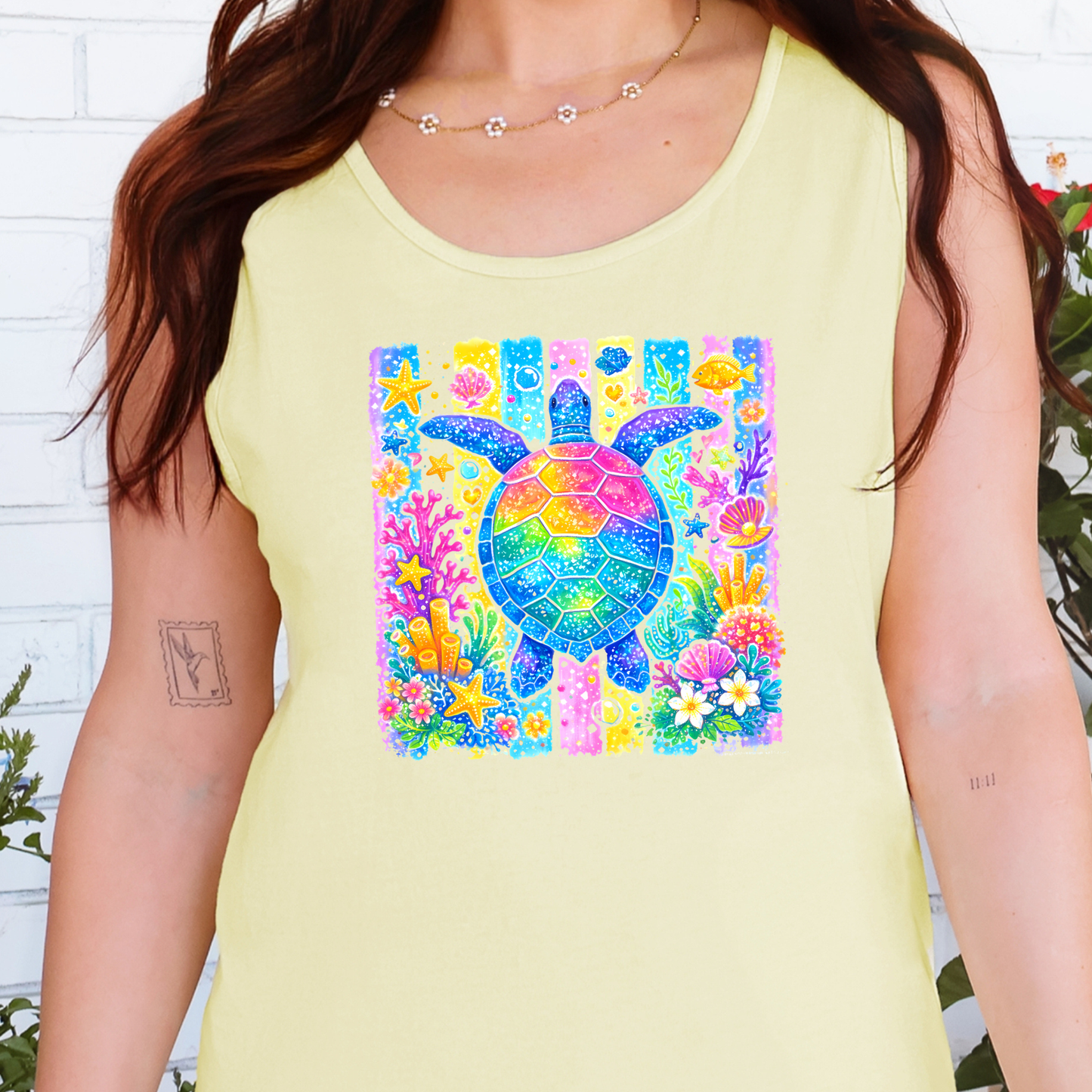 Preppy Summer Turtle Graphic Tank Top