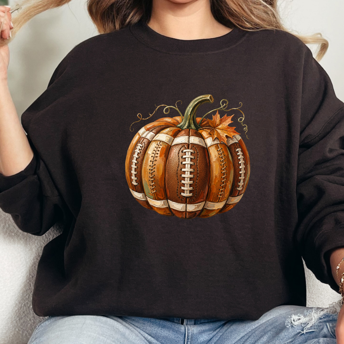 Football Pumpkin Graphic Sweatshirt