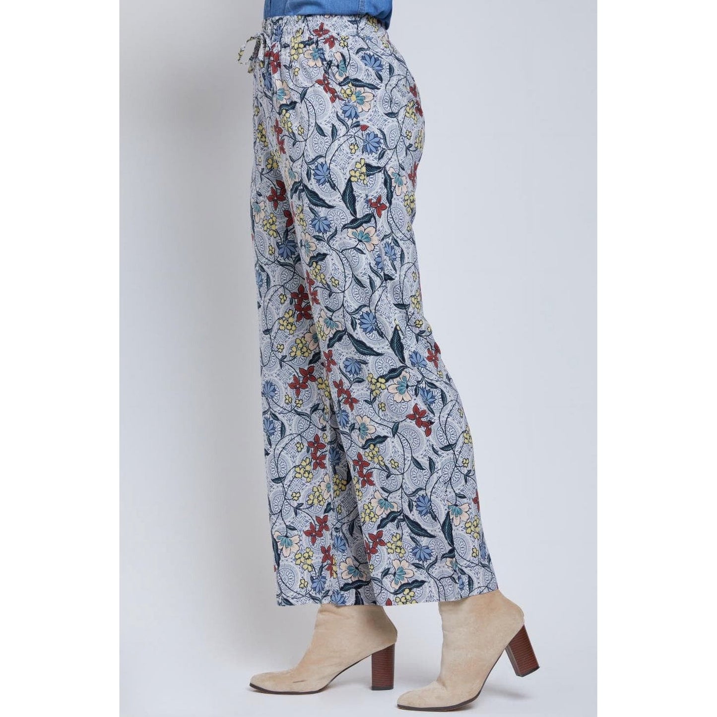 Women's Drawstring Wide Straight Pant with Tie (L)
