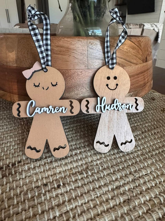 Custom PERSONALIZED Gingerbread Man Ornament (PREORDER- Arrives in 4-5 wks)