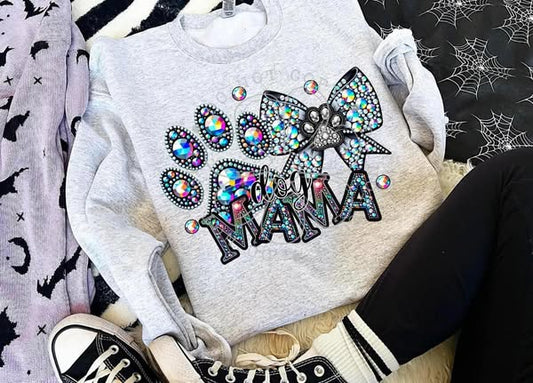 CAT MAMA BLING CREWNECK SWEATSHIRT