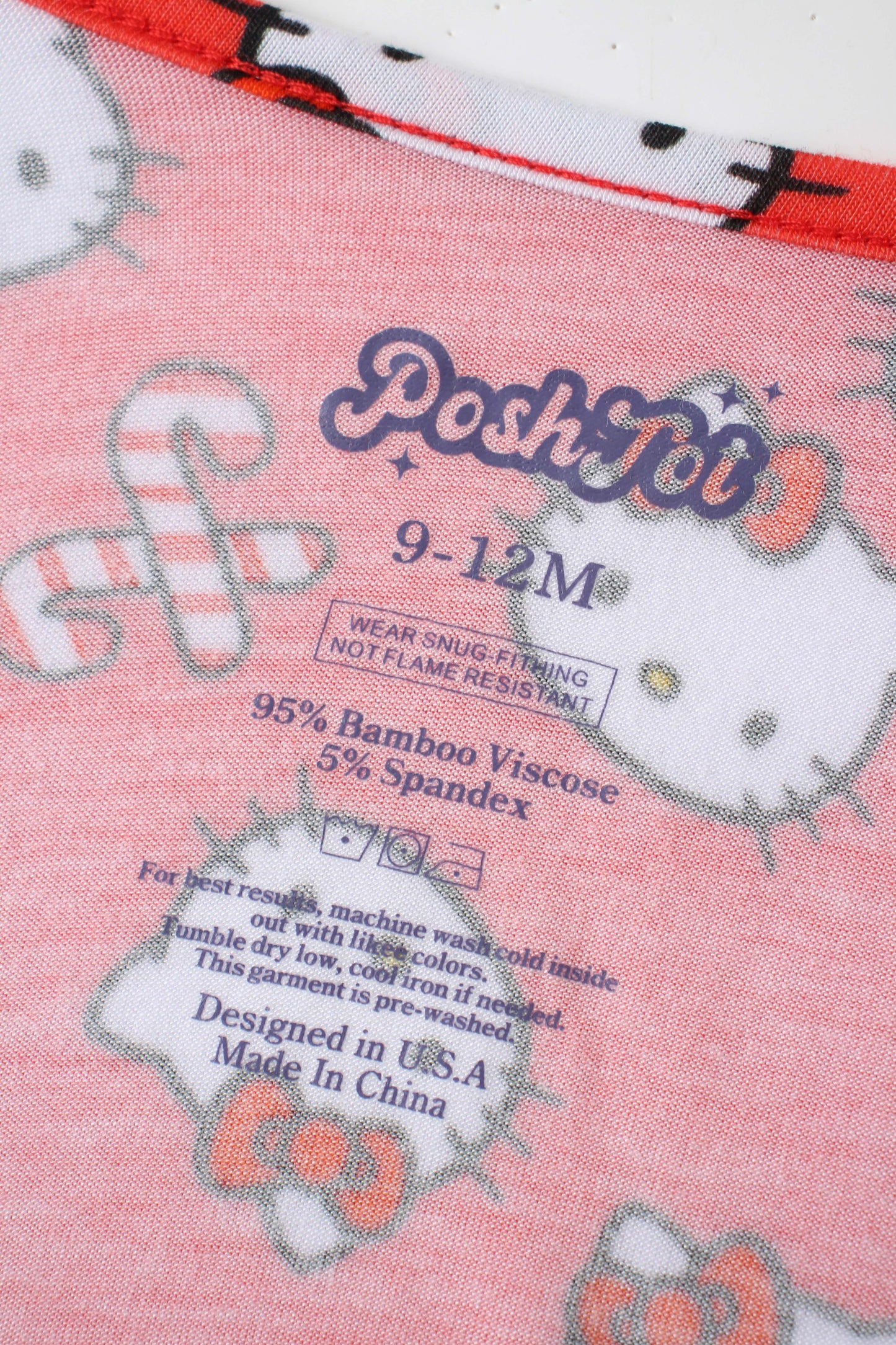 PoshTOT Sanrio Hello Kitty Red Bamboo Baby Convertible Zippy Romper