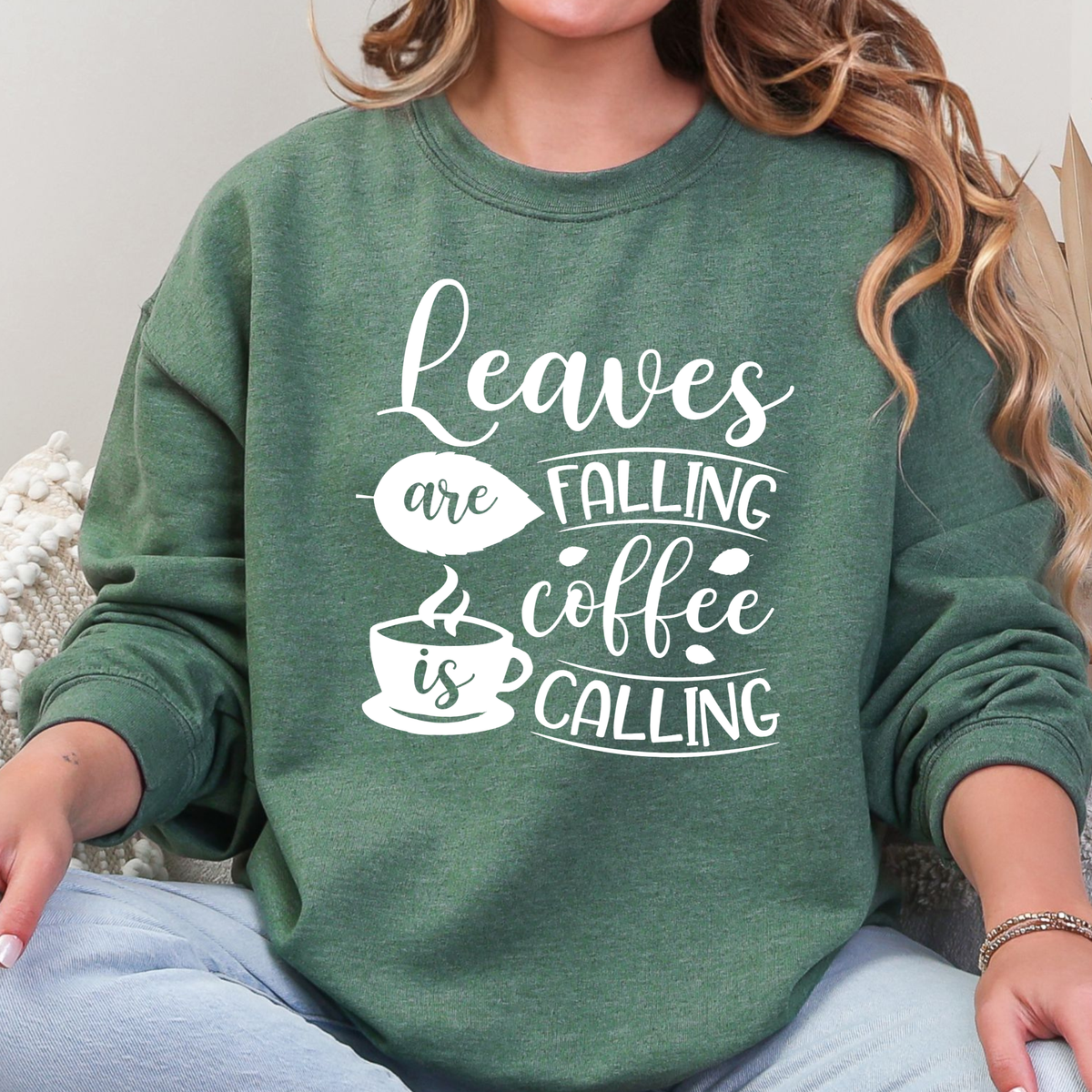 Leaves Falling Coffee Calling Graphic Sweatshirt
