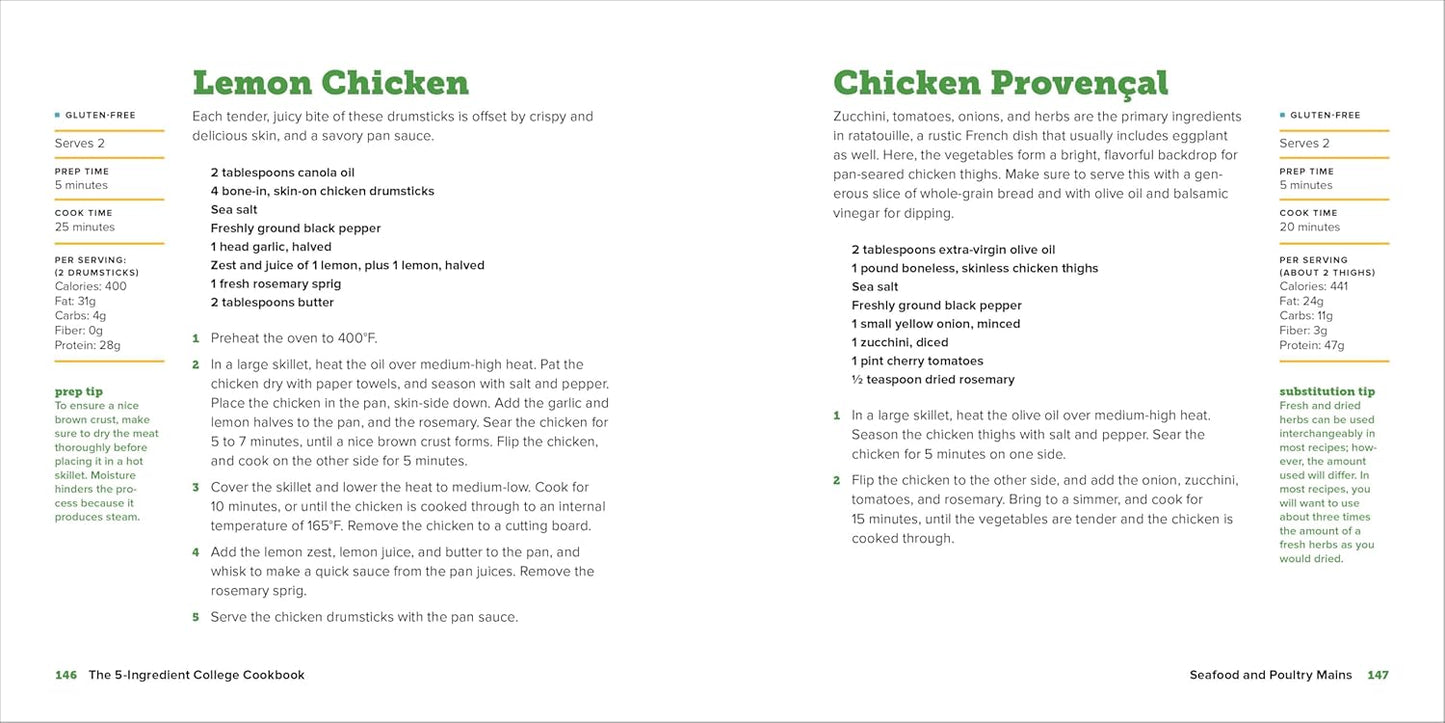 The 5-Ingredient College Cookbook: Easy, Healthy Recipes for the Next Four Years & Beyond (Spiral Bound)