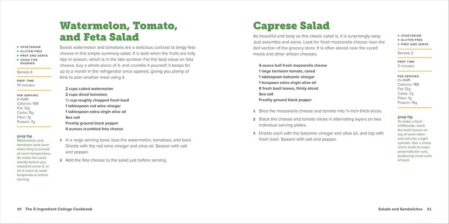 The 5-Ingredient College Cookbook: Easy, Healthy Recipes for the Next Four Years & Beyond (Spiral Bound)