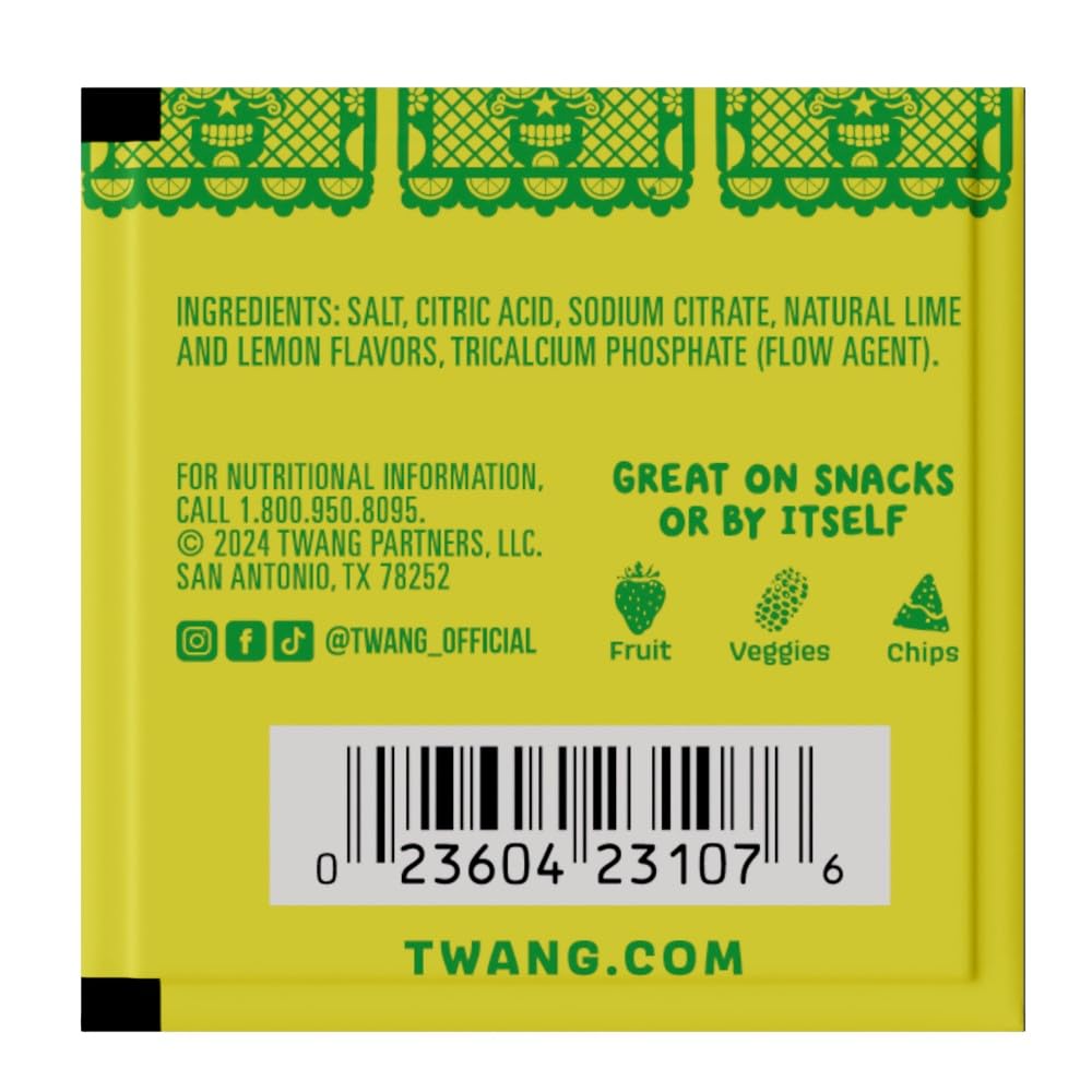 Twang Flavored Snack Salt Packets, Lime, Toppings for Popcorn, Fresh Fruits, Veggies & Chips, 1 Gram (Pack of 200)