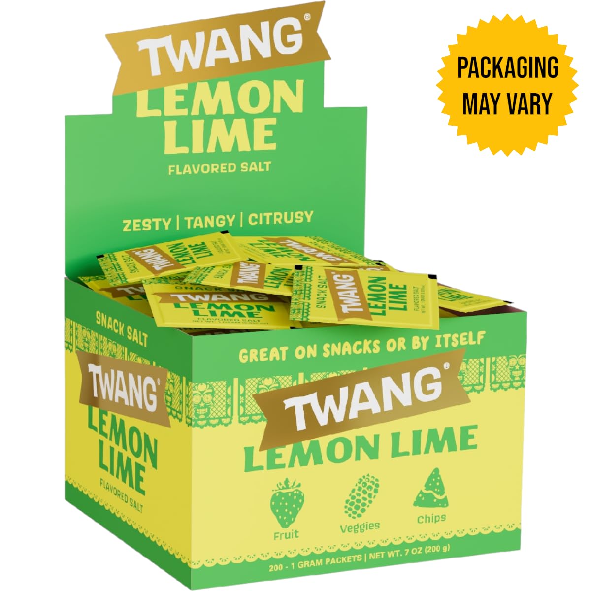 Twang Flavored Snack Salt Packets, Lime, Toppings for Popcorn, Fresh Fruits, Veggies & Chips, 1 Gram (Pack of 200)