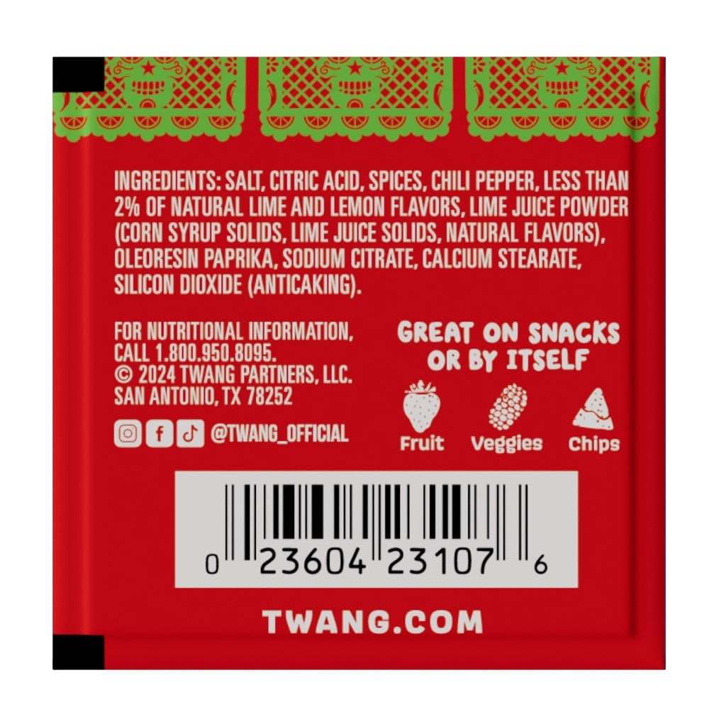 Twang Flavored Snack Salt Packets, Lime, Toppings for Popcorn, Fresh Fruits, Veggies & Chips, 1 Gram (Pack of 200)
