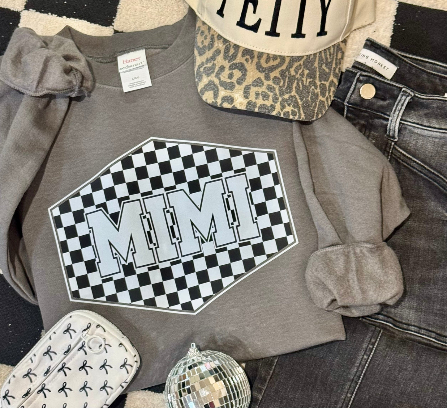 Mimi Checkered Tee/Sweatshirt (PREORDER CLOSES 11/30, ETA 1 WEEK)