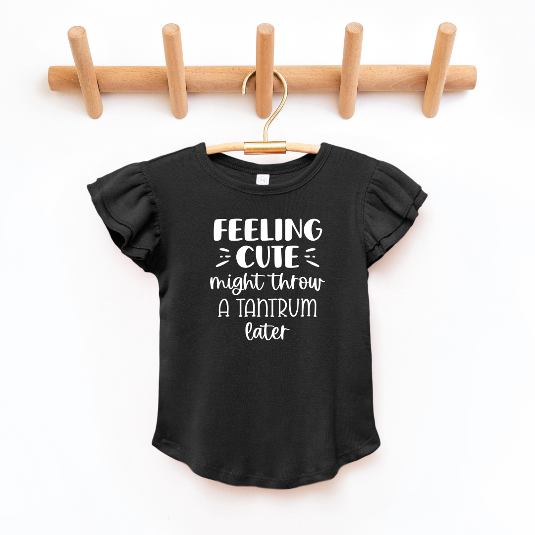 Feelin Cute Toddler And Infant Flutter Sleeve Graphic Tee