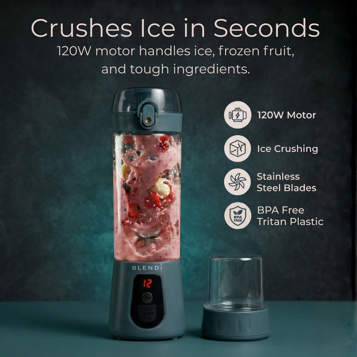BLENDi Pro+ Portable Blender – 120W, 17oz, Crushes Ice, USB-C Rechargeable
