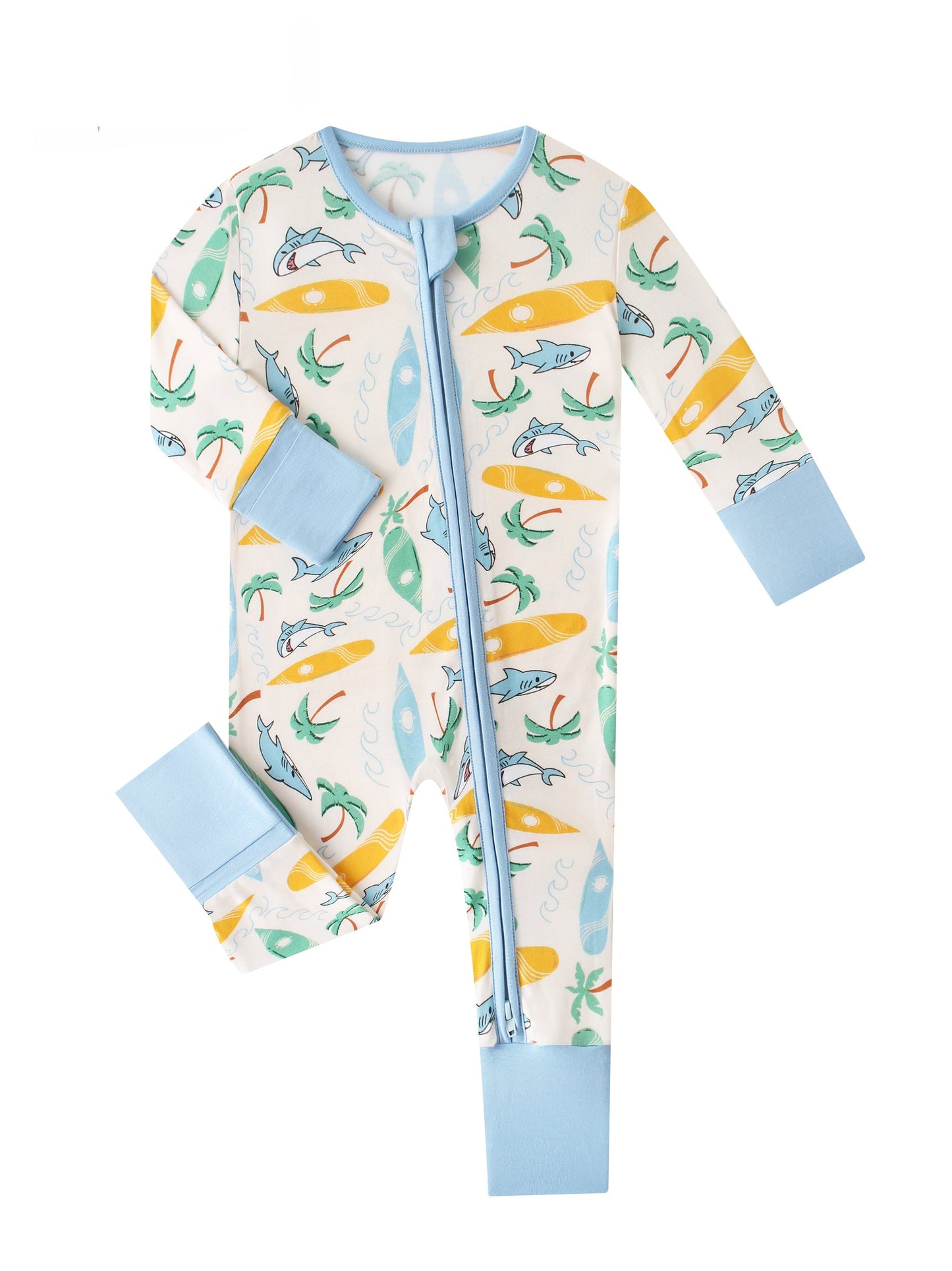 PoshTOT Beach Surfing Bamboo Baby Convertible Zippy Romper