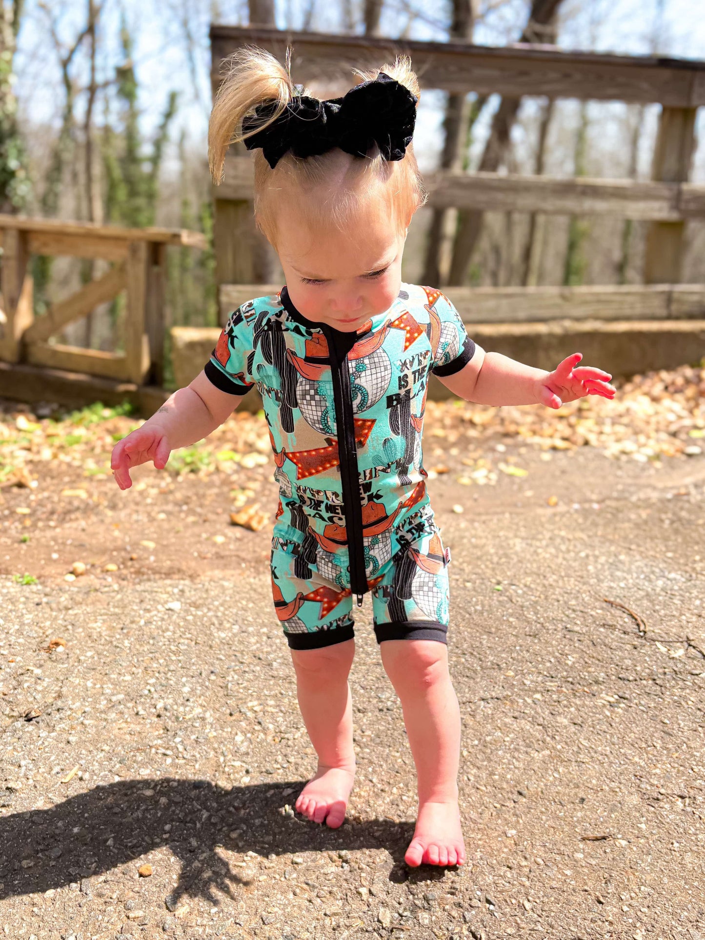 Cow print is the New Black Bamboo Shortie Romper