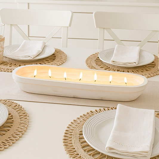 Frosted Carrot Cake - 7 Wick White Wood Dough Bowl Candle