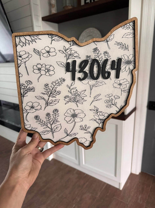 Custom Floral State Sign (PREORDER- ETA ~6 WEEKS)