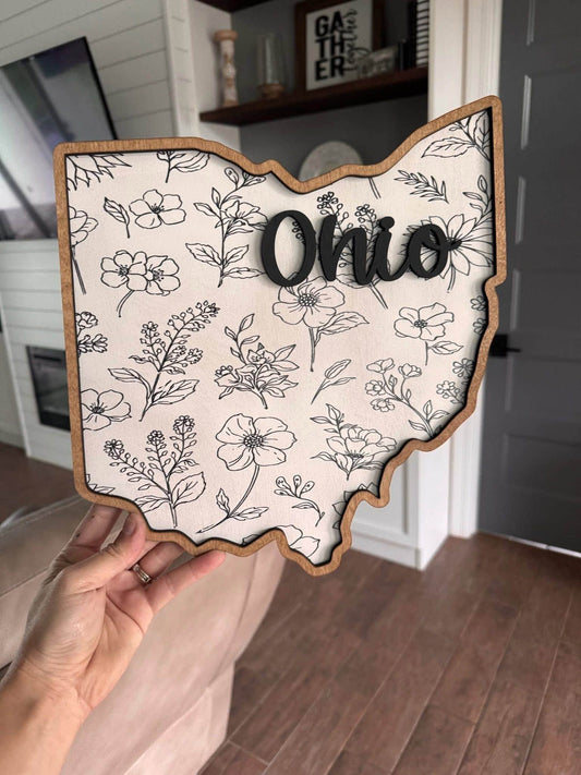 Custom Floral State Sign (PREORDER- ETA ~6 WEEKS)