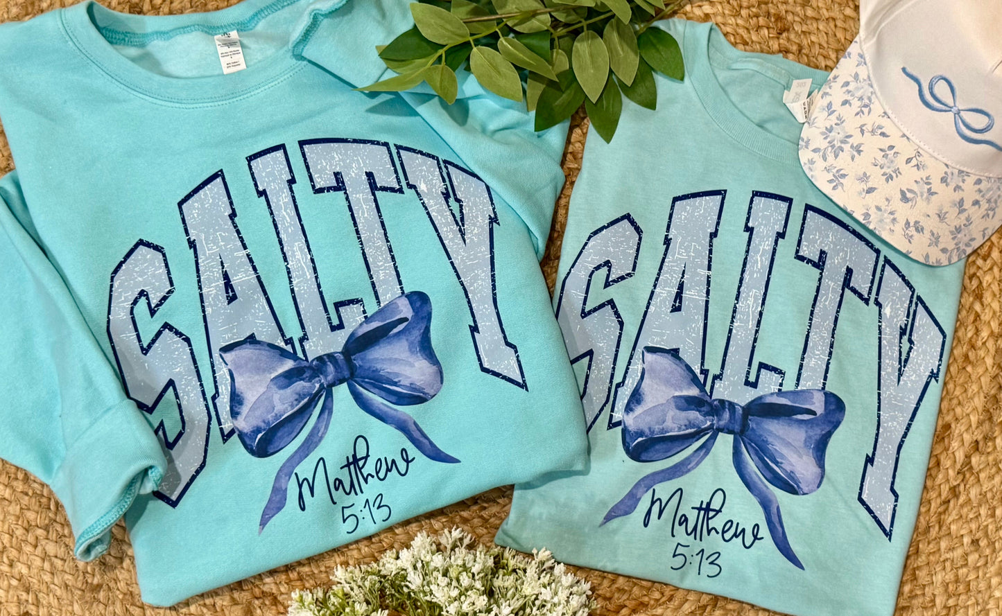 Salty Blue Bow Tee/Sweatshirt (PREORDER CLOSES 11/30, ETA 1 WEEK)