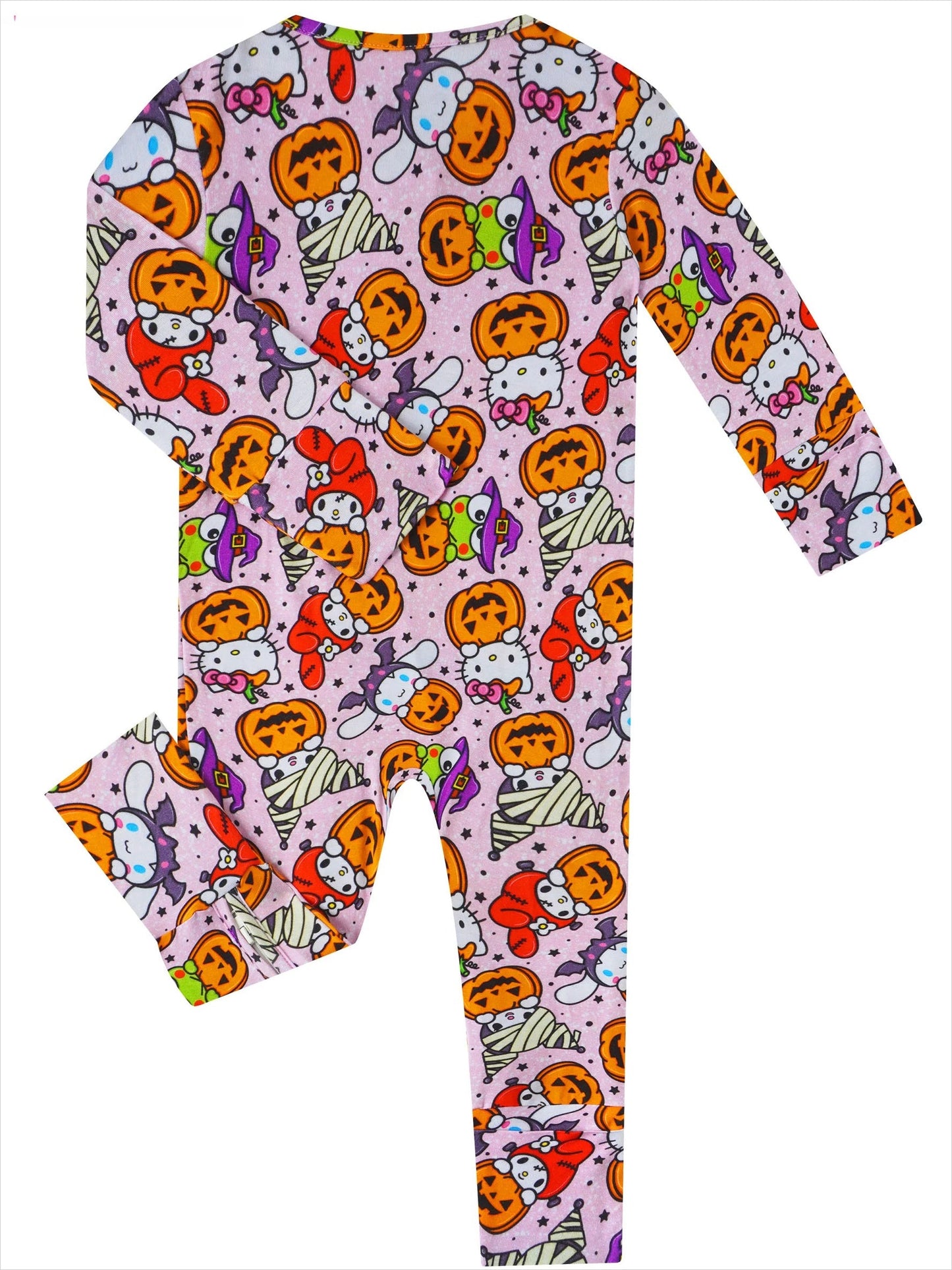 PoshTOT Sanrio Hello Kitty Pumpkin Bamboo Baby Convertible Zippy Romper