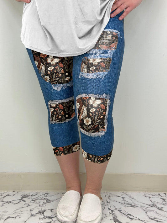 Boho Butterfly Denim Capri w/ Pockets | PREORDER CLOSES 2/24, ETA APRIL
