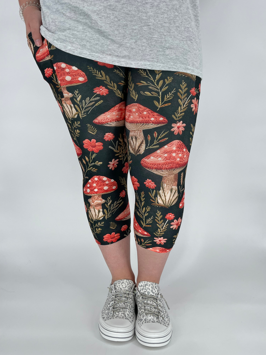 Woodland Shroom Capri Leggings w/ Pockets