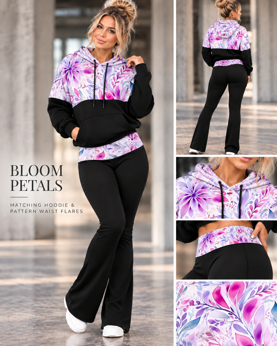BLOOMING PETALS-PATTERN BLOCK HOODIE-PREORDER CLOSING 10/9, ETA LATE DEC.