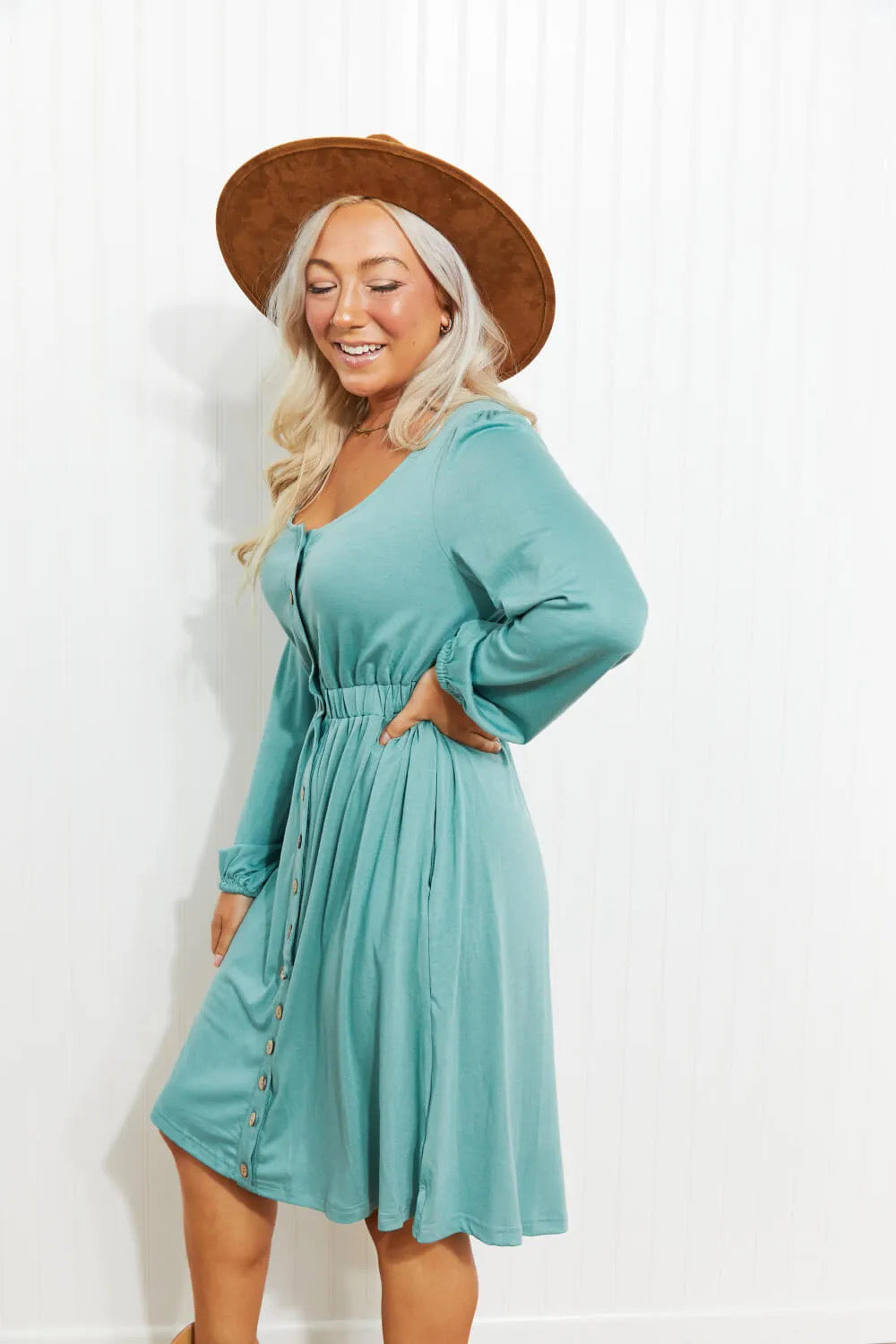 scoop neck empire waist dress Empire Waist Small Scoop Neck Cap Sleeve Dress DeMoulin Bros. and Co