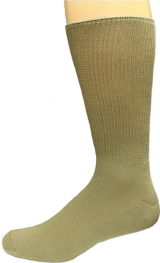 Non-Binding Comfort Socks in Khaki 3pr Pack