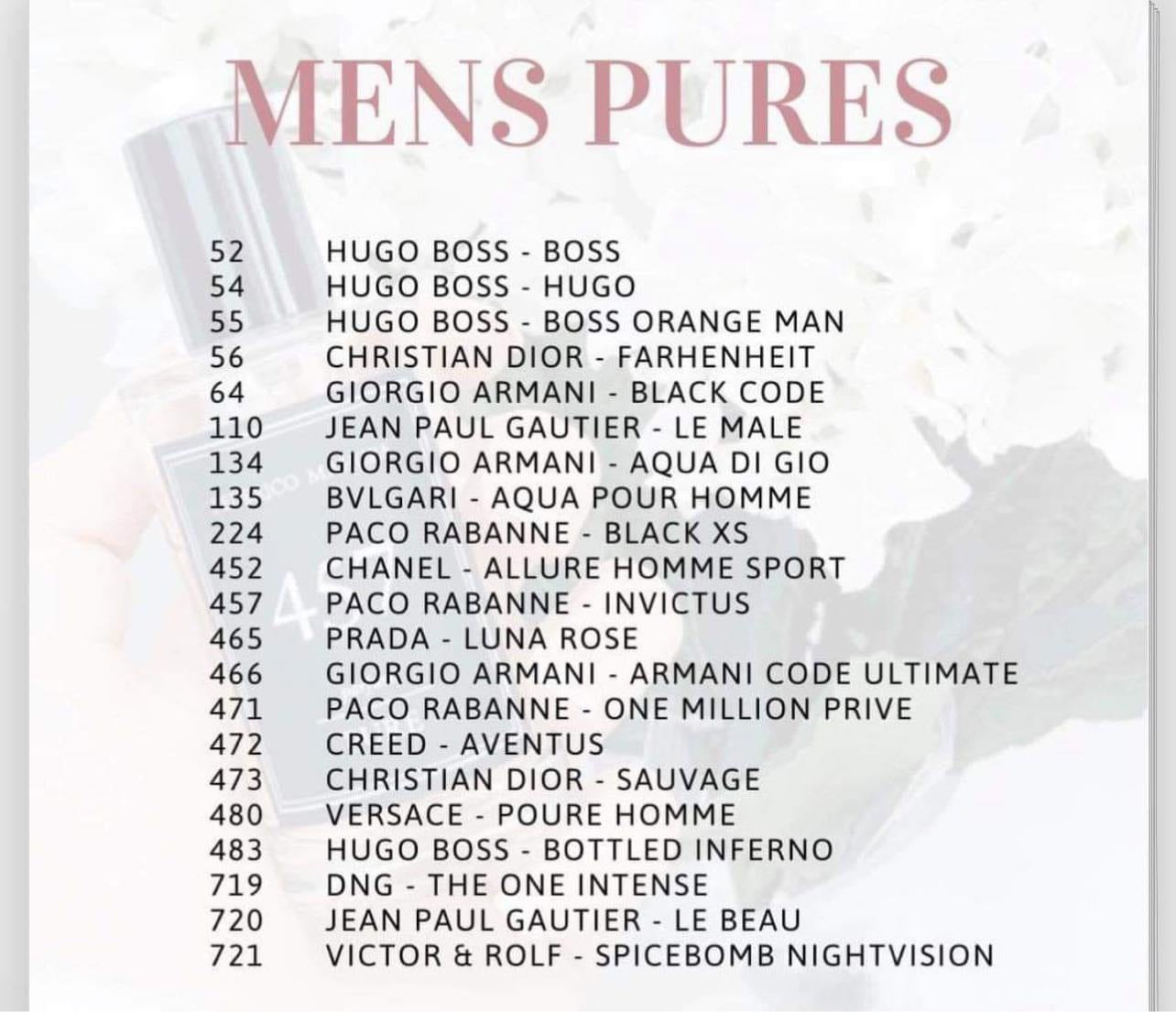Pure Collection for Him - Full List (PREORDER - ETA 2 WEEKS)