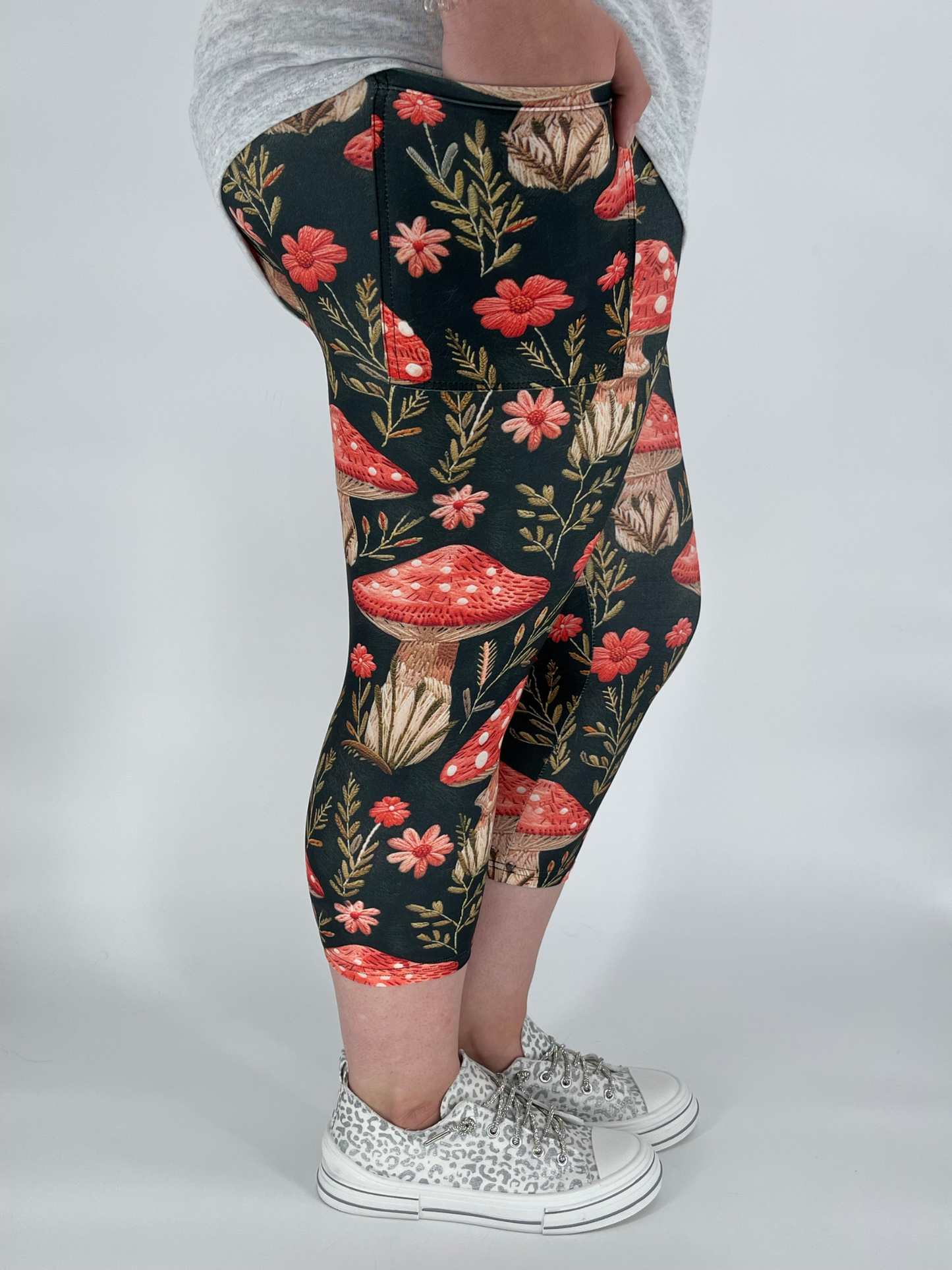Woodland Shroom Capri Leggings w/ Pockets