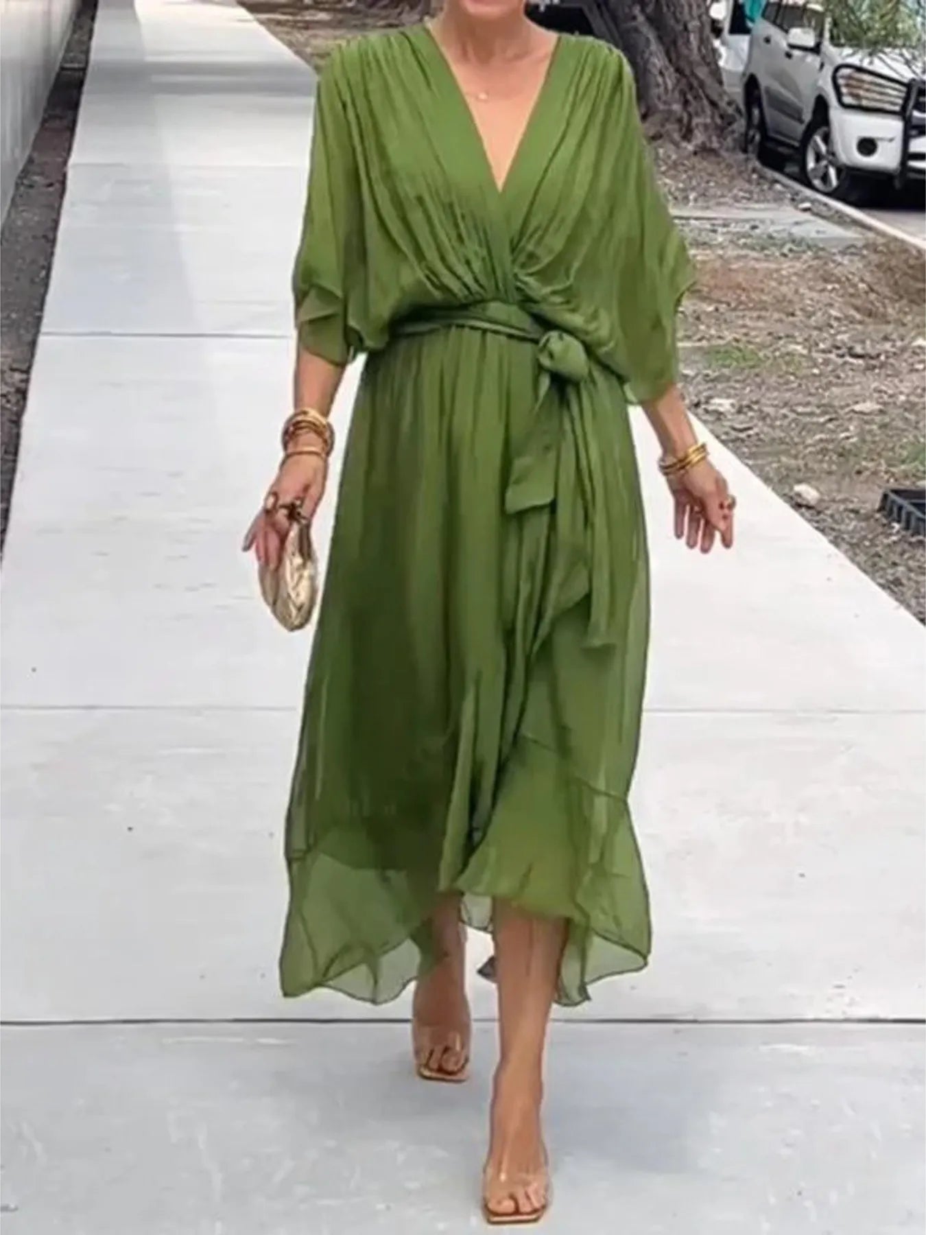 Flowy Tie Front Midi Dress with Flutter Sleeves Fashion Flare Boutique Flowy Tie Front Midi Dress with Flutter Sleeves Fashion Flare Boutique