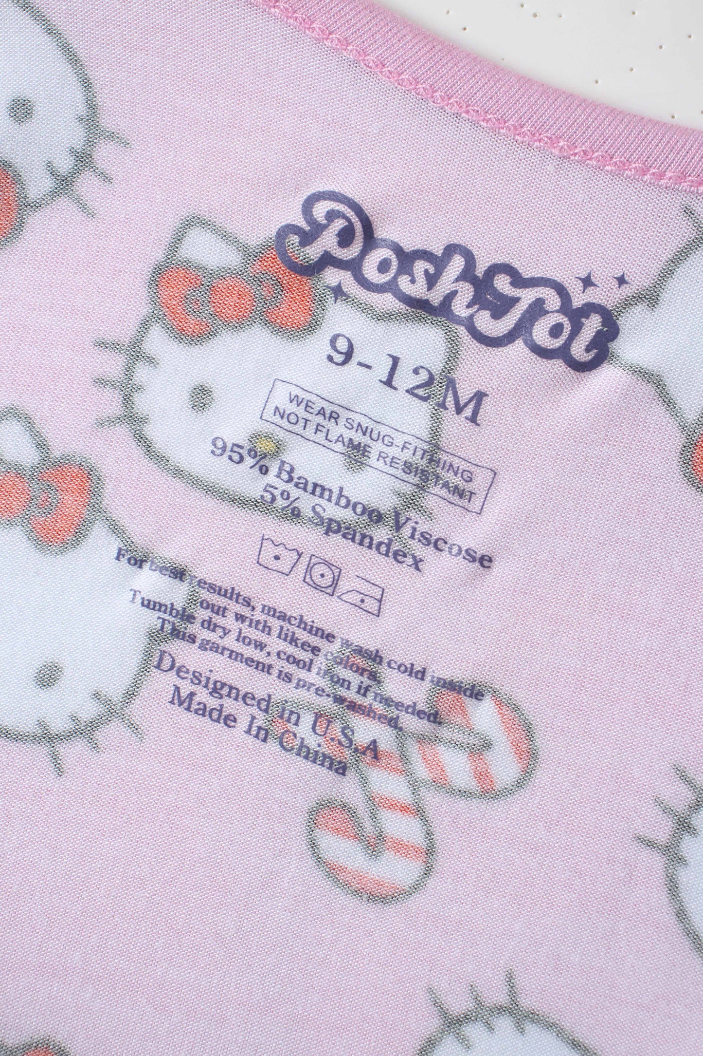 PoshTOT Sanrio Hello Kitty Pink Bamboo Baby Convertible Zippy Romper