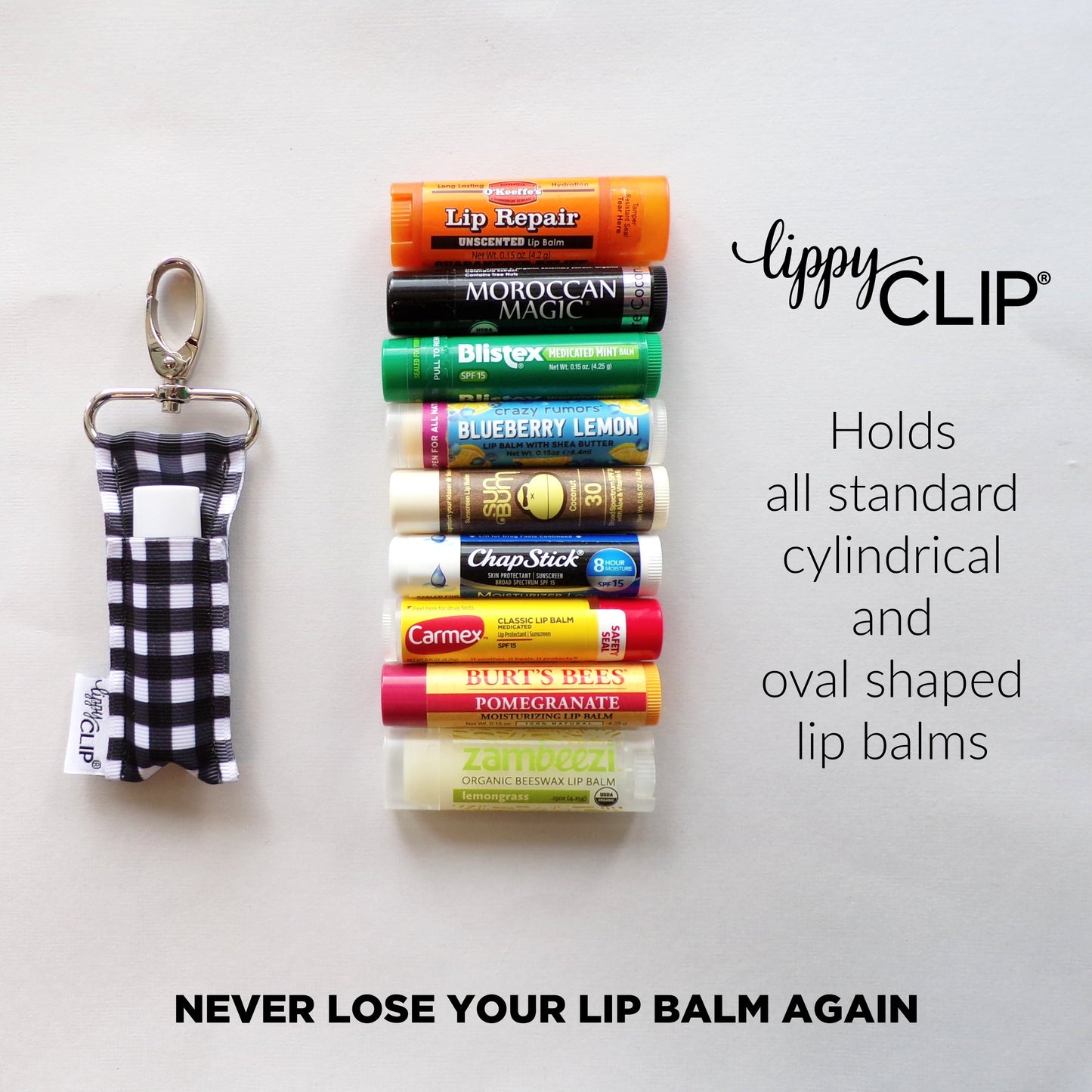Red and Black Plaid LippyClip® Lip Balm Holder