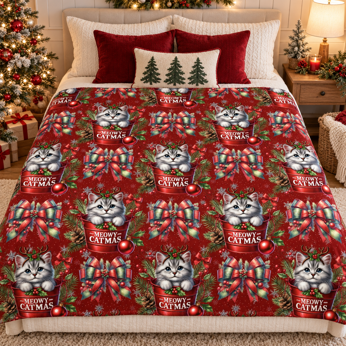 Meowy Christmas 50x60 Blanket | PREORDER CLOSES 10/9, ETA LATE NOV.