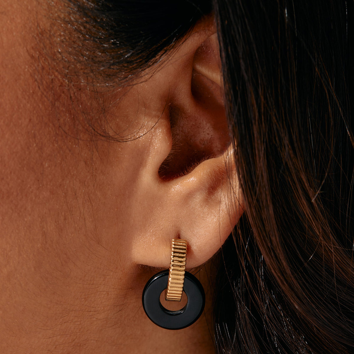 Black Onyx Textured Earrings