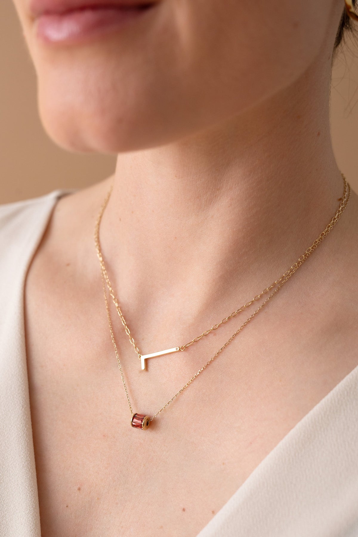 Initial L Precious Elongated Necklace