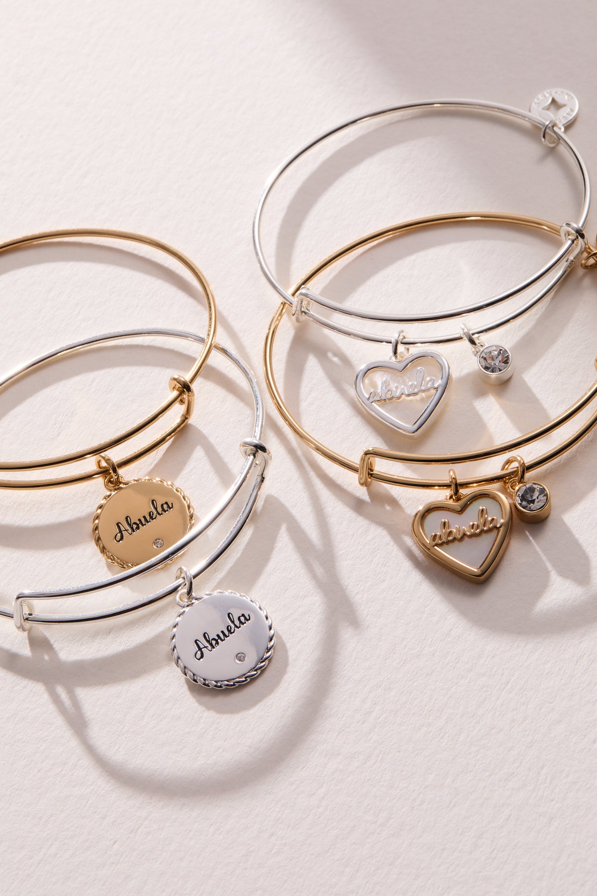 Abuela Mother of Pearl Heart Charm Bangle