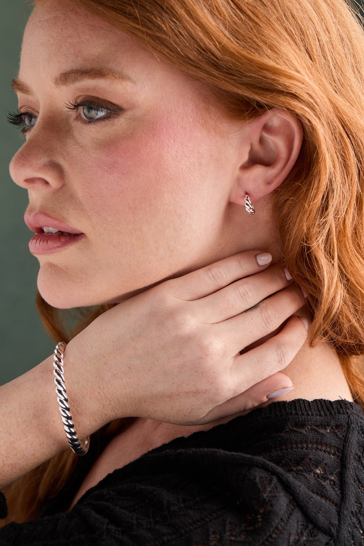 Puffy Rope Textured Huggie Hoop Earring