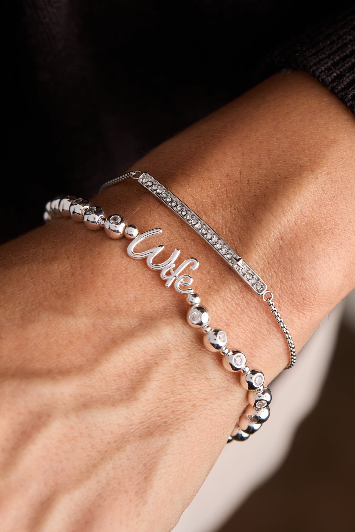 Wife Elongated Crystal Stretch Bracelet