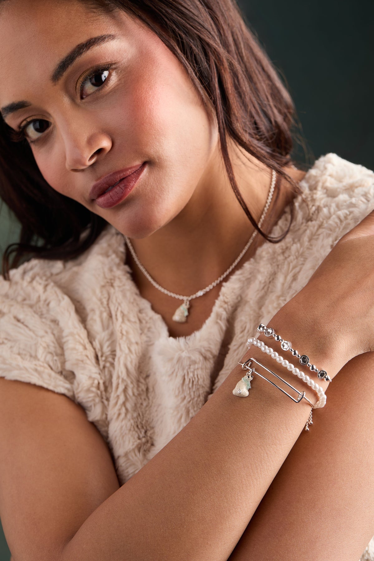 Crystal Snowflake Beaded Bolo Bracelet