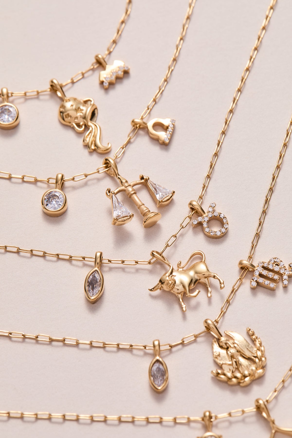 Virgo Zodiac Charm Cluster Necklace