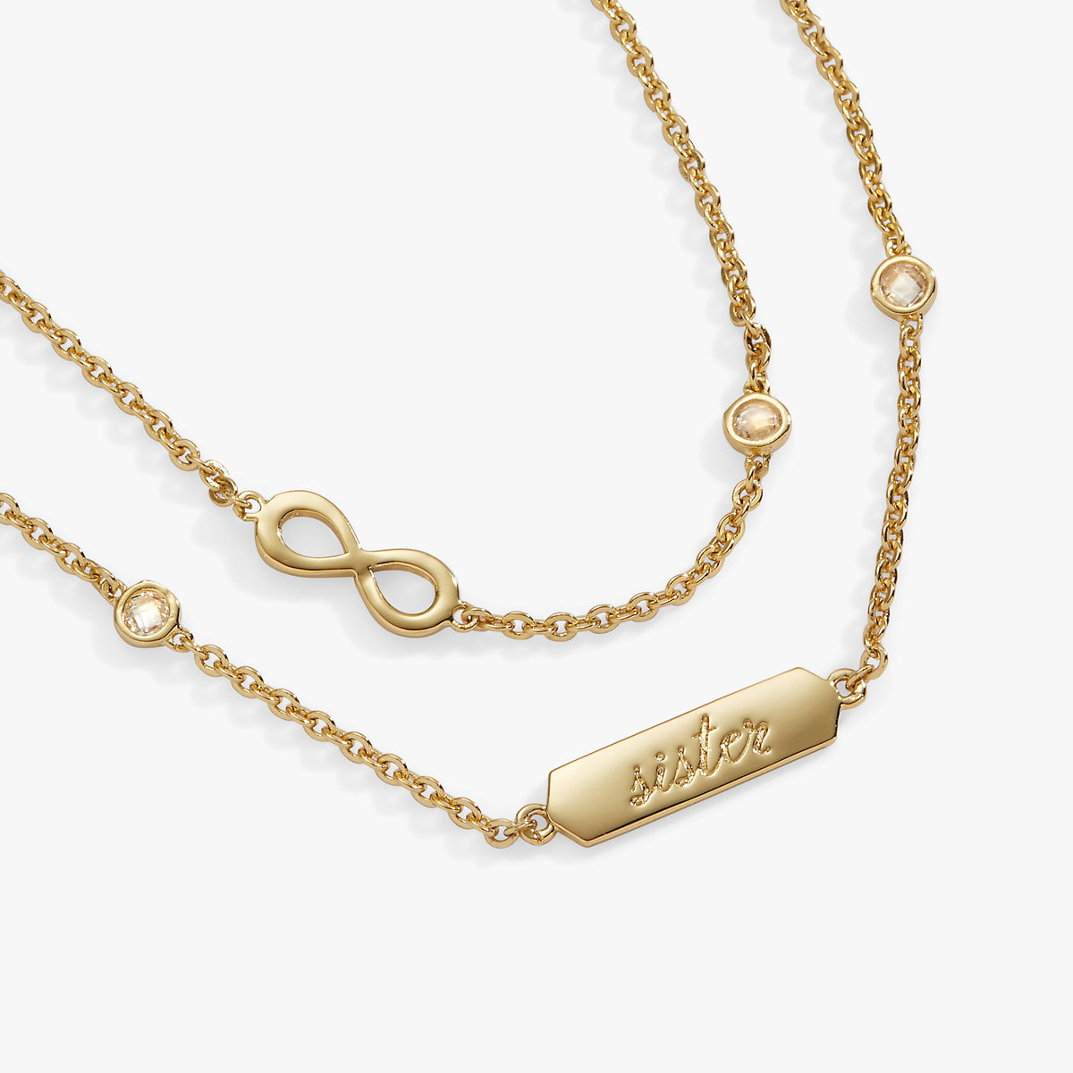 Sister Infinity Chain Double Strand Bracelet