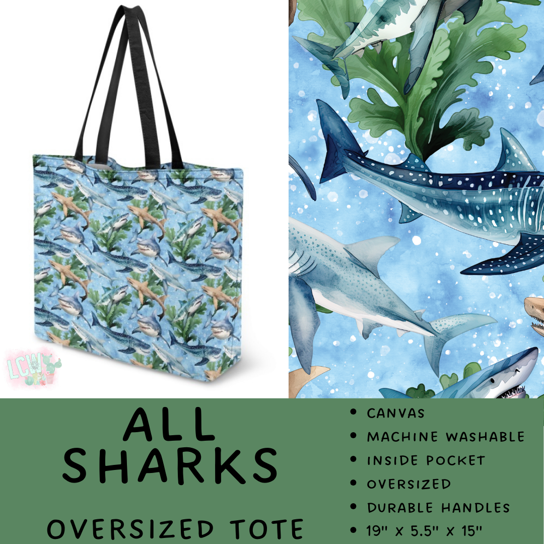 Batch #495 - Travel Collection - Closes 2/23 - ETA late April - All Sharks Oversized Totes